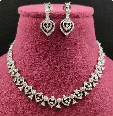 Premium AAA Grade Cubic Zircon/American Diamond Set - Necklace & Earrings