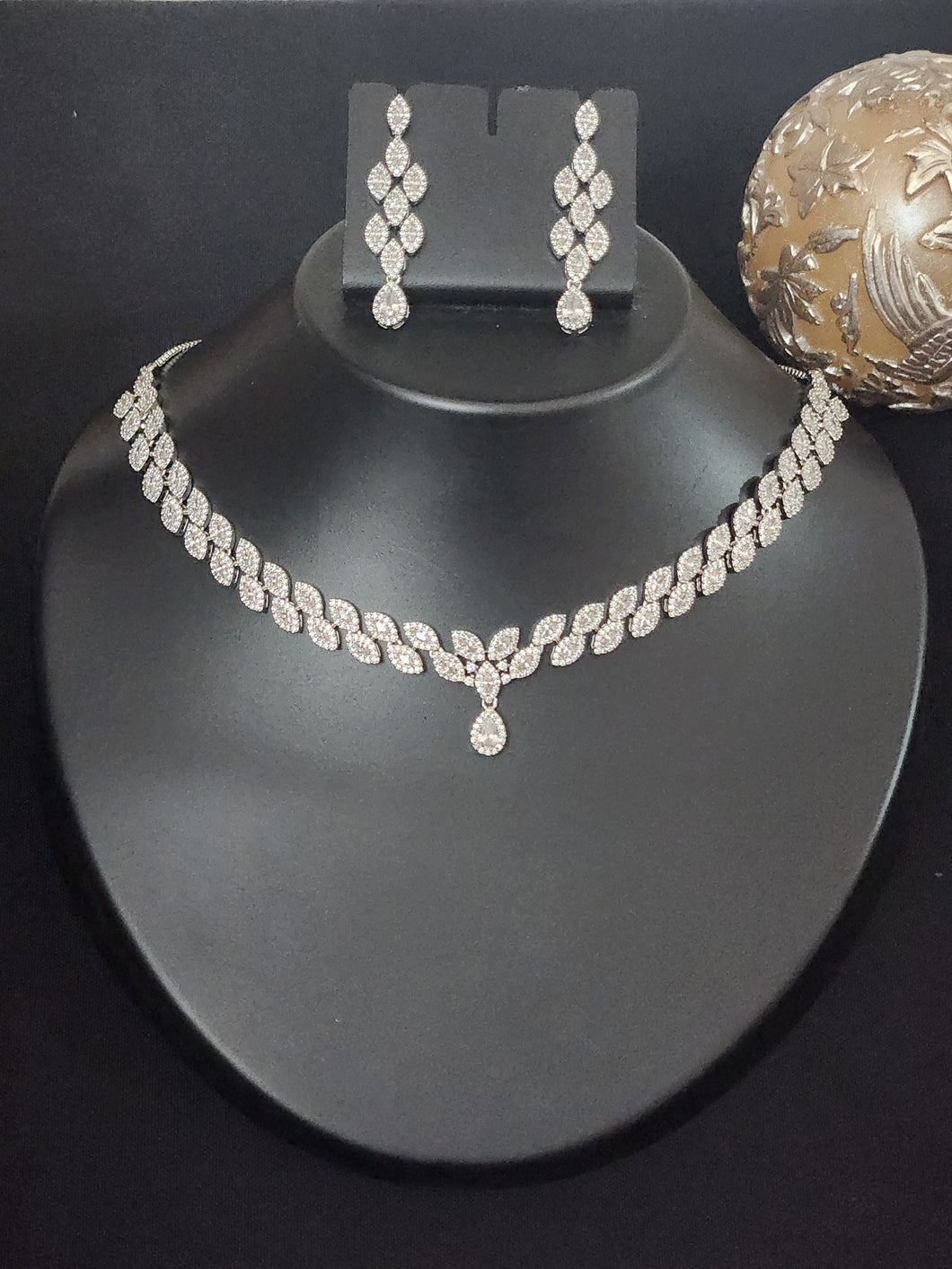 Premium AAA Grade Cubic Zircon / American Diamond Sets - Necklace & Earrings