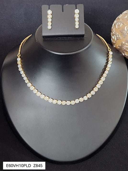 Premium AAA Grade Cubic Zircon / American Diamond Sets - Necklace & Earrings