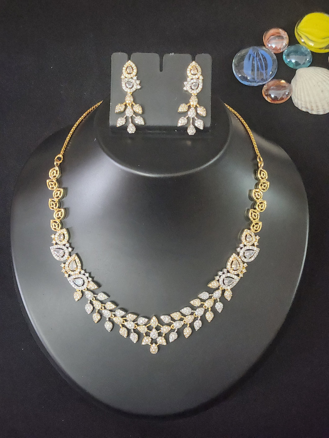 Premium AAA Grade Cubic Zircon / American Diamond Sets - Necklace & Earrings