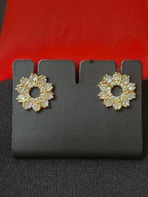 Premium AAA Grade Cubic Zircon/American Diamond Stud Earrings Silver & Gold