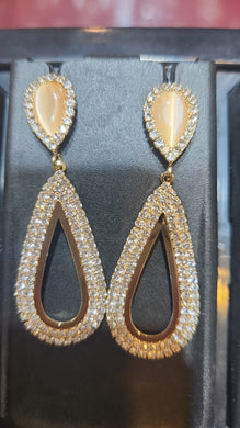 Premium AAA Grade Cubic Zircon/American Diamond Crystal Drop Earrings Gold & Silver