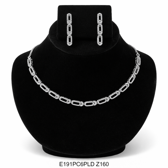 Premium AAA Grade Cubic Zircon / American Diamond Sets - Necklace & Earrings