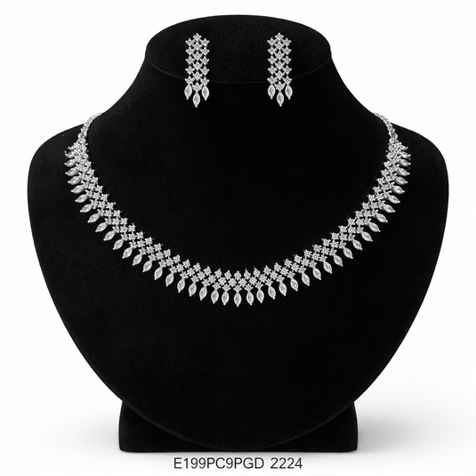 Premium AAA Grade Cubic Zircon / American Diamond Sets - Necklace & Earrings