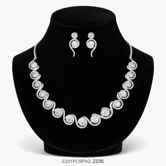Premium AAA Grade Cubic Zircon / American Diamond Sets - Necklace & Earrings