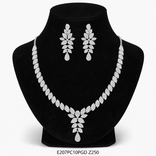 Premium AAA Grade Cubic Zircon / American Diamond Sets - Necklace & Earrings