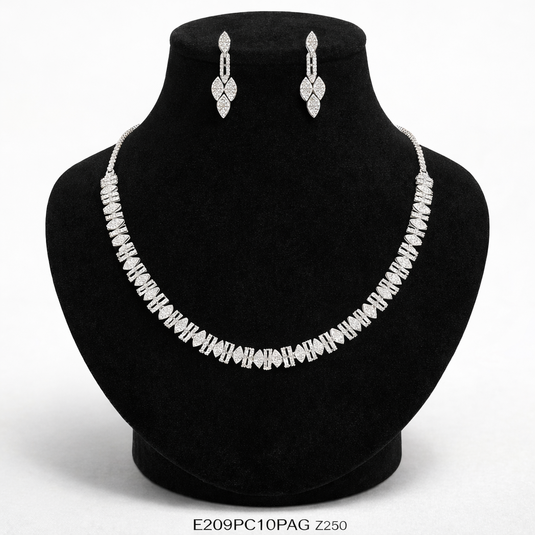 Premium AAA Grade Cubic Zircon / American Diamond Sets - Necklace & Earrings