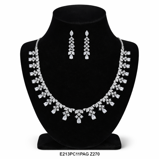 Premium AAA Grade Cubic Zircon / American Diamond Sets - Necklace & Earrings