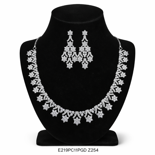 Premium AAA Grade Cubic Zircon / American Diamond Sets - Necklace & Earrings
