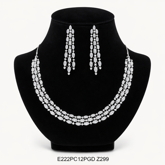 Premium AAA Grade Cubic Zircon / American Diamond Sets - Necklace & Earrings