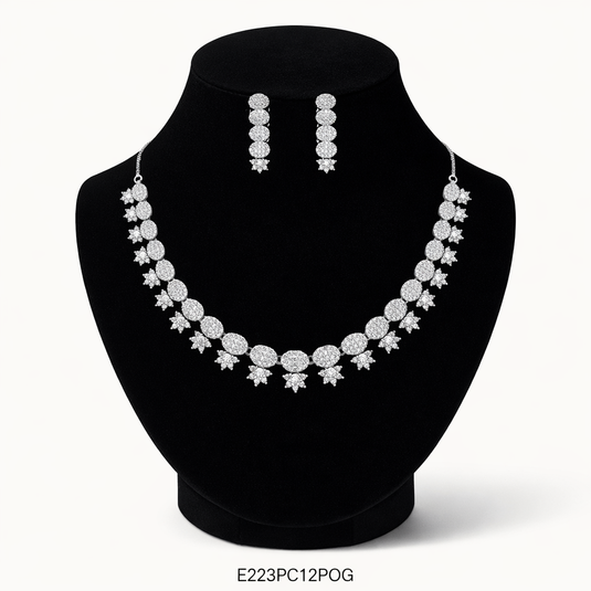 Premium AAA Grade Cubic Zircon / American Diamond Sets - Necklace & Earrings