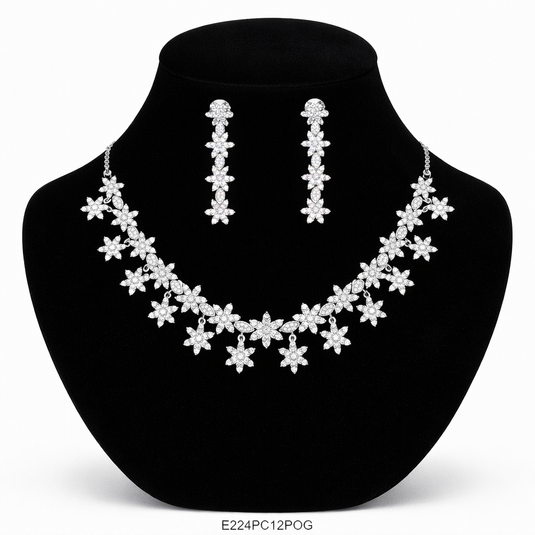 Premium AAA Grade Cubic Zircon / American Diamond Sets - Necklace & Earrings