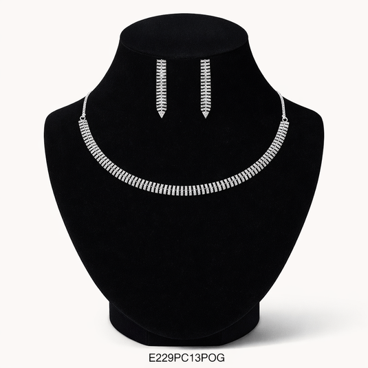 Premium AAA Grade Cubic Zircon / American Diamond Sets - Necklace & Earrings
