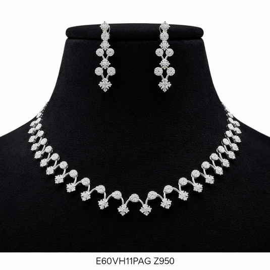 Premium AAA Grade Cubic Zircon / American Diamond Sets - Necklace & Earrings