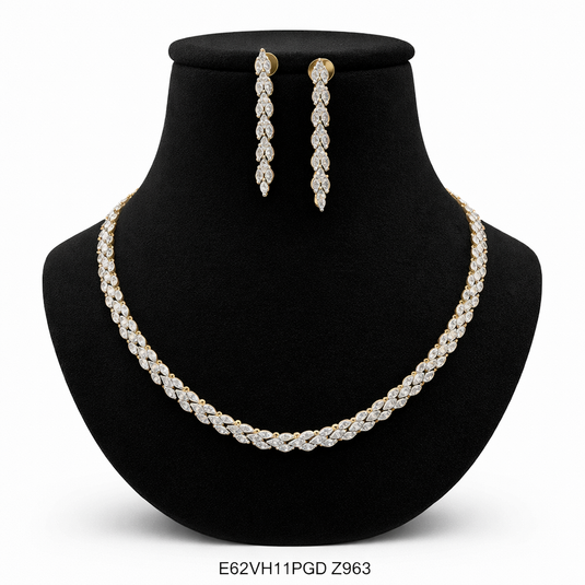 Premium AAA Grade Cubic Zircon / American Diamond Sets - Necklace & Earrings