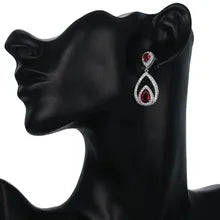 Luxury Premium Quality AD Collection Cubic Zircon Earrings - Red Drop Earrings