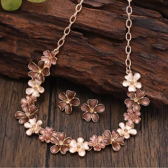 Gold Plated, Stainless Steel, Enamel Coated Stylish Set in Gold
