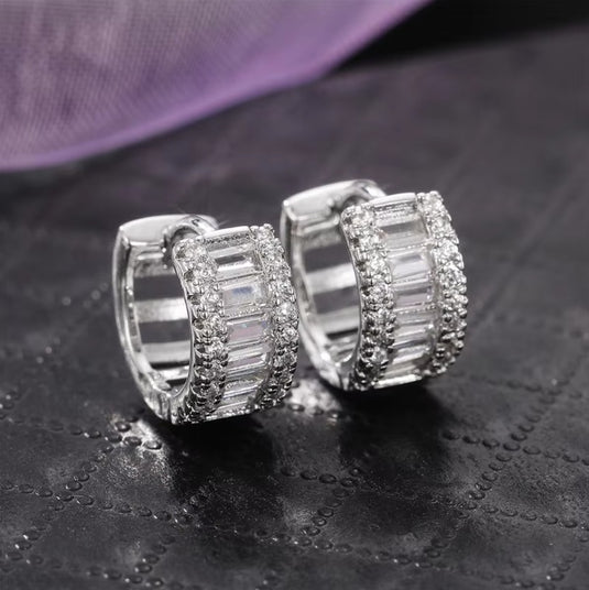 Luxury Premium Quality AD Collection Cubic Zircon Earrings - Small Hoop & Stud Earrings