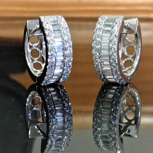 Luxury Premium Quality AD Collection Cubic Zircon Earrings - Small Hoop & Stud Earrings