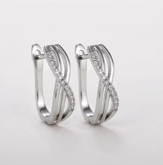 Luxury Premium Quality AD Collection Cubic Zircon Earrings - Small Hoop & Stud Earrings
