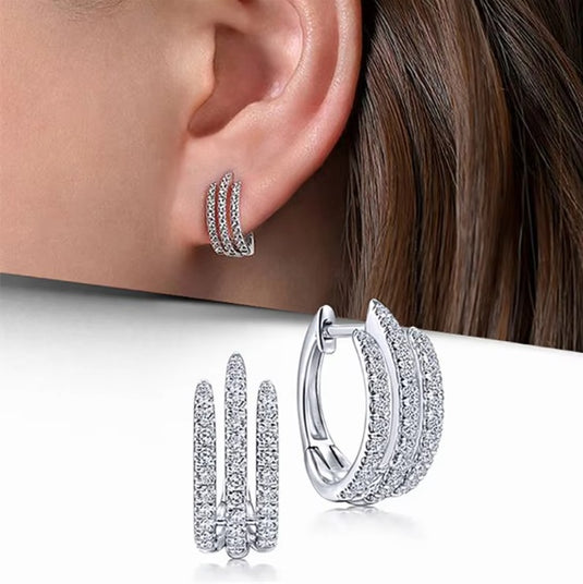 Luxury Premium Quality AD Collection Cubic Zircon Earrings - Small Hoop & Stud Earrings