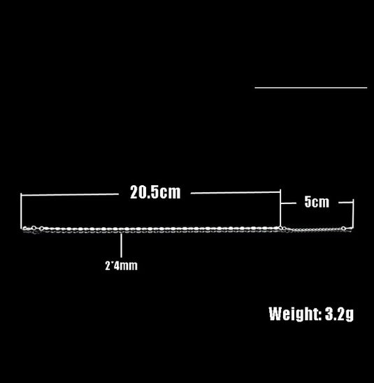 925 Silver Simple Exquisite Long Beads Anklet