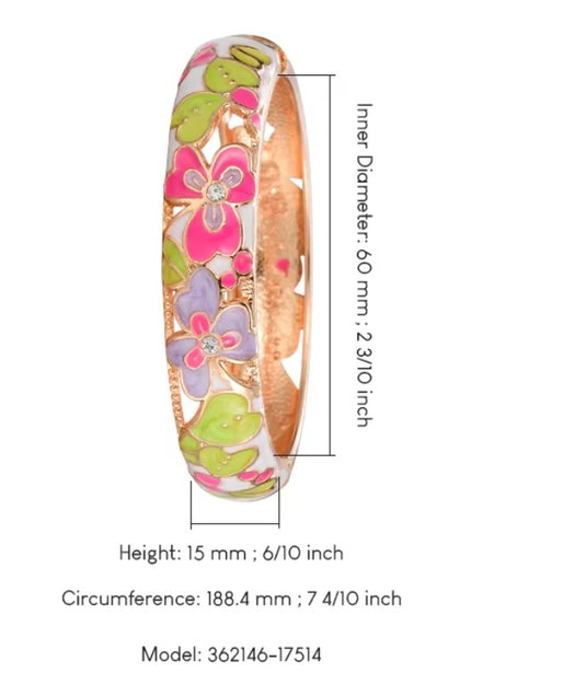 Hollow Wide Cut Work Enamel Cuff Bangles in Multicolor