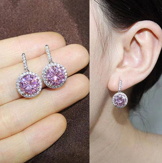 Luxury Premium Quality AD Collection Cubic Zircon Drop Earrings - Yellow, Red, Pink, Blue