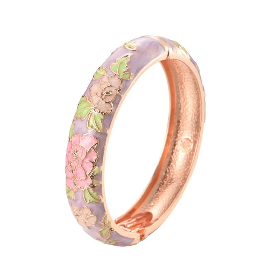 Hollow Wide Cut Work Enamel Cuff Bangles in Multicolor