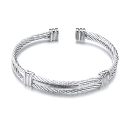 Vintage Fashion Titanium Steel Cuff Bracelet / Bangle in White To Go For Any Occasion