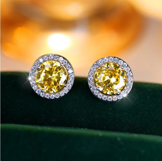 Premium AAA Grade Cubic Zircon/American Diamond Stud Earrings - Red, Green, Blue, Black, Pink, Purple