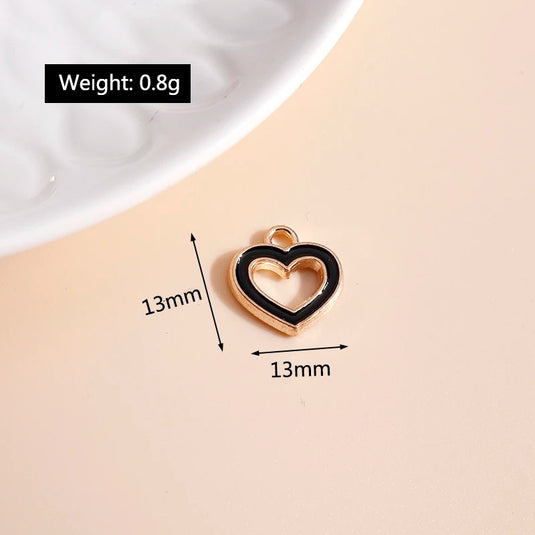 Heart Charm Pendant in Black with Stainless Steel Chain