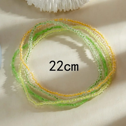 Set of 4 pieces multicolor stretch beaded anklets