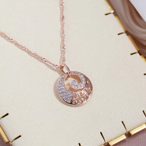 585 Rose Gold Crystal Studded Pendant Necklace