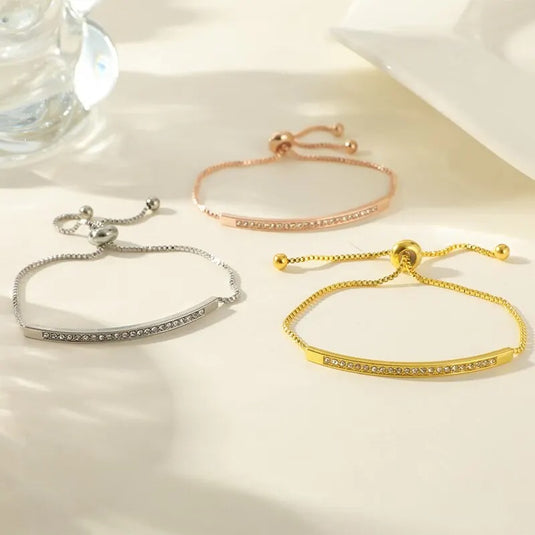 Set of 3 Pieces Adjustable Bolo Bracelets in Yellow, White and Rose