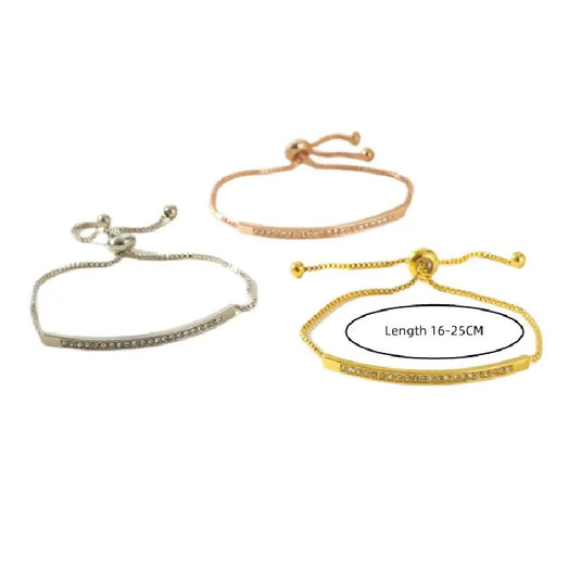 Set of 3 Pieces Adjustable Bolo Bracelets in Yellow, White and Rose