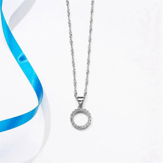 925 Silver Circle Of Life Set with Cubic Zircons - Pendant & Earrings