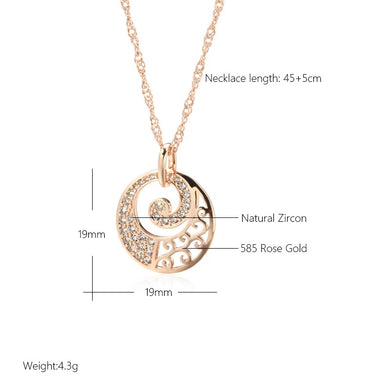 585 Rose Gold Crystal Studded Pendant Necklace