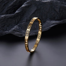 Load image into Gallery viewer, Classic Stainless Steel Cuff Bangle Self Design &amp; Bamboo Designs with Crystals