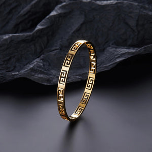 Classic Stainless Steel Cuff Bangle Self Design & Bamboo Designs with Crystals