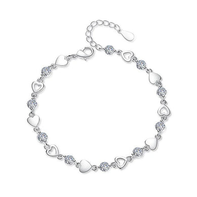 925 Silver Adjustable Heart Charm Bracelet