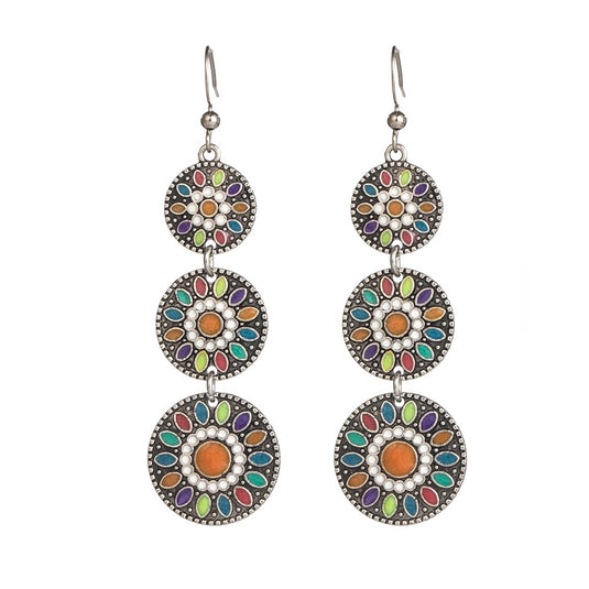Classic Indo Western drop earrings with an ethnic look in Shades of Peach & Cream