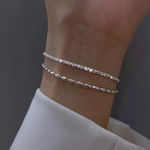 925 Silver Beaded Double Layer Bracelet