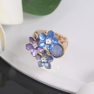 Adjustable Enamel Coated Finger Ring in Shades of Blue