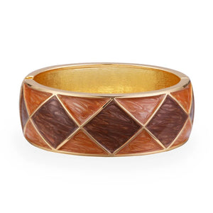 Drop Oil Square Pattern Cuff Bangle in Shades of Brown