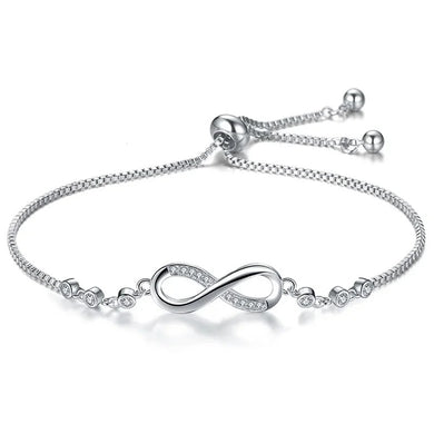 Stainless Steel Silver Copper color Adjustable Infinity Bolo Bracelet