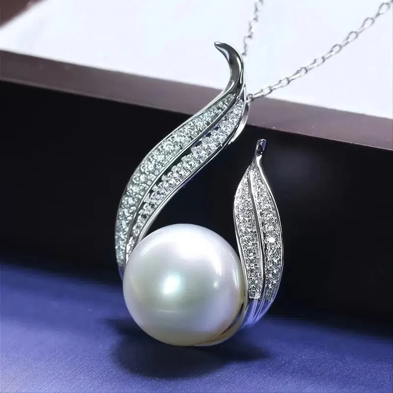 Water Drop Zircon Studded Pearl Drop Pendant