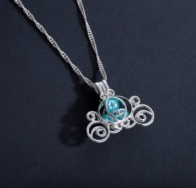 Princess Cinderella Carriage in a pretty blue beaded pendant (N)