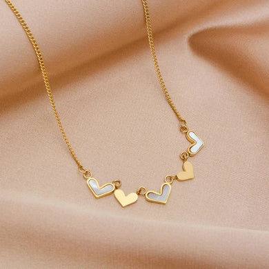 Shell Finish Stainless Steel Heart Necklace