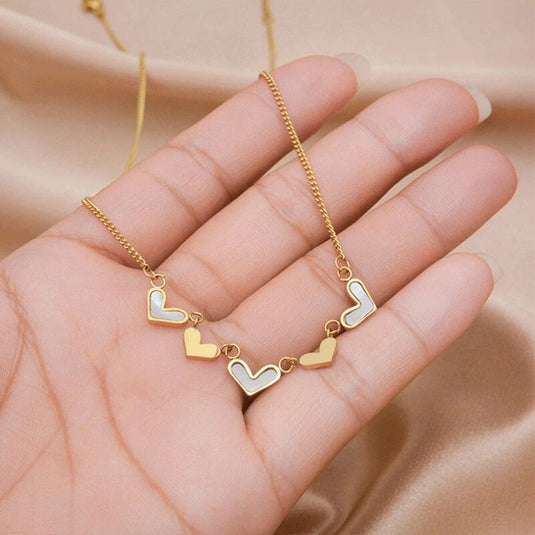 Shell Finish Stainless Steel Heart Necklace
